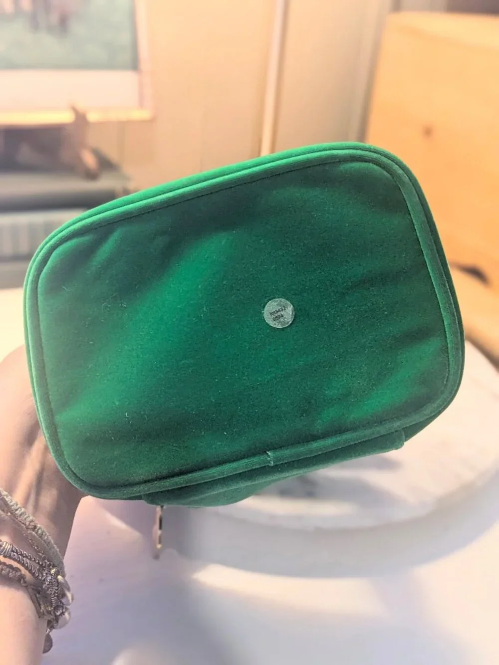TATA HARPER Emerald Green Velvet Cosmetics Case